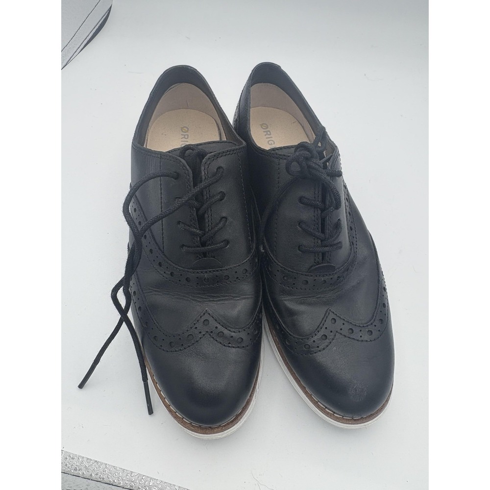 Cole Haan OriginalGrand Shoes Womens Size 6 Black Leather Oxford Wingtip Comfort - Picture 2 of 7
